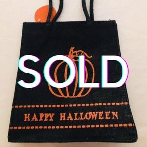 Happy Halloween Pumpkin Trick or Treat Tote Bag Thro Marlo Lorenz Black NEW NWT